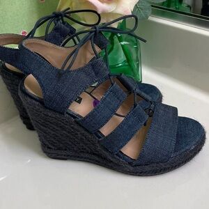 Parker & Sky Women's Blue Denim Espadrille Wedge Sandals Size 7​